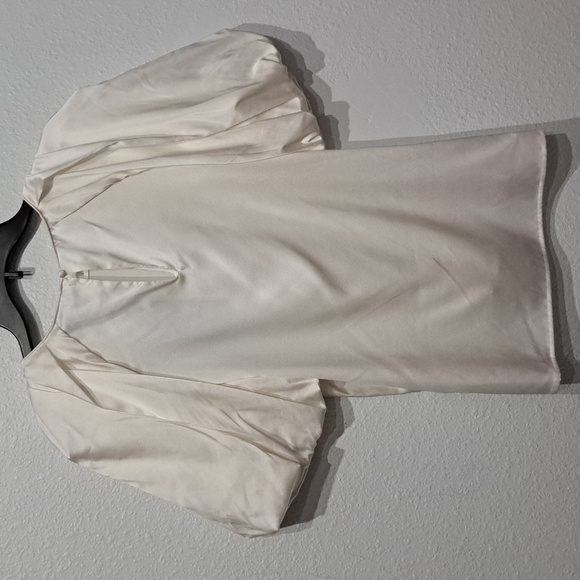 Antonio Melani Delanie Jewel Neck Short Balloon Sleeve Silk Blouse - Picture 5 of 8